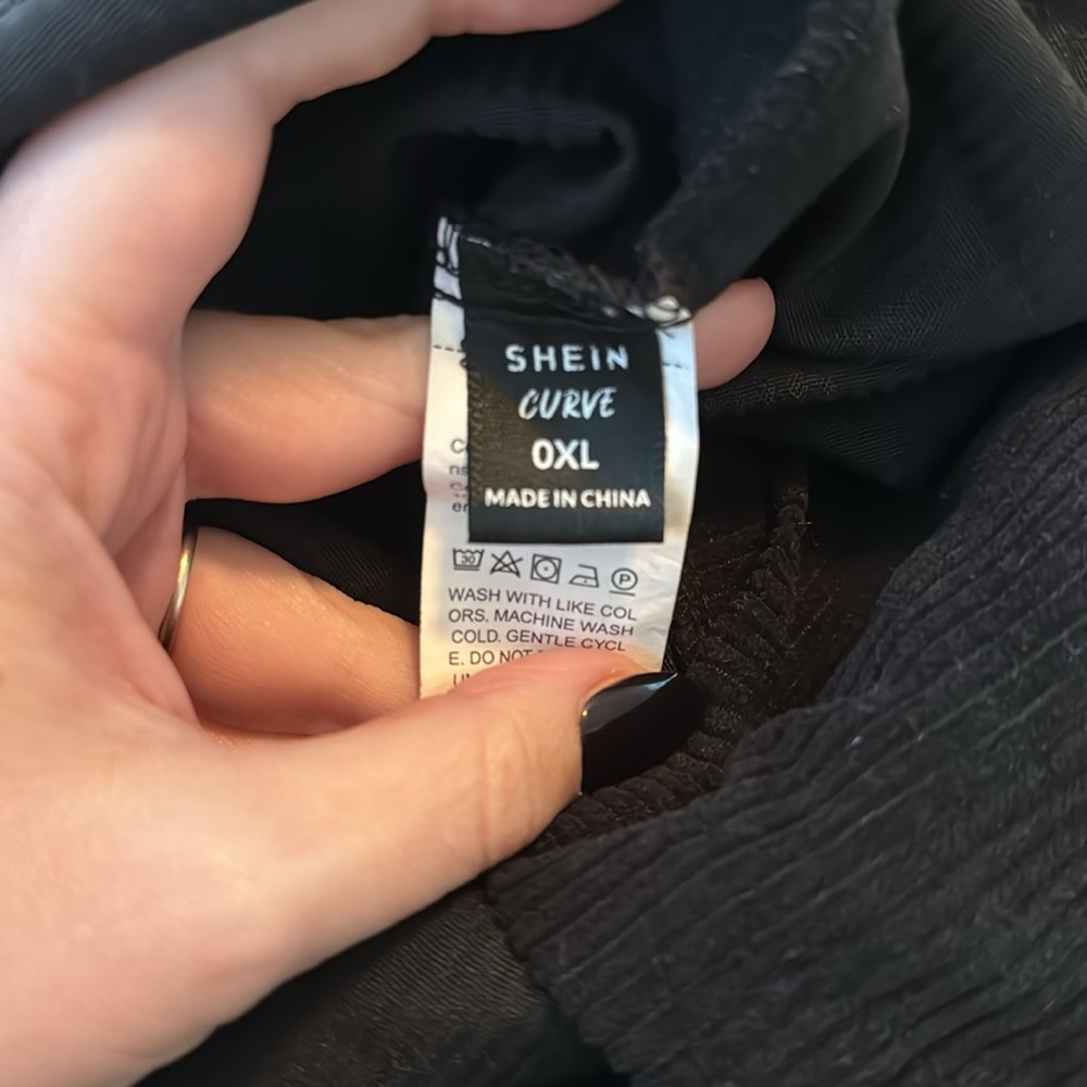 SHEIN Black Corduroy Pinafore Midi Dress - Picture 3 of 3